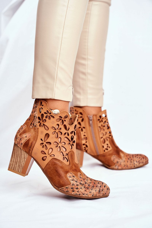 Botki Damskie Na Słupku Maciejka Wiosenne Rude 04369-29