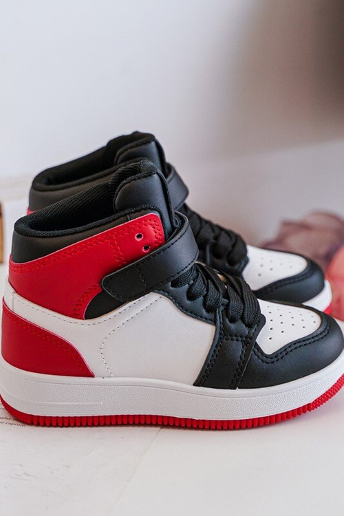 Wysokie Dziecięce Buty Sportowe Biało-Czerwone Teredite