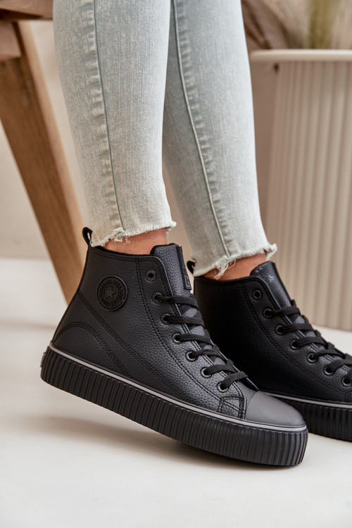 Damskie Ocieplane Trampki Z Eko Skóry Big Star OO274790 Czarne