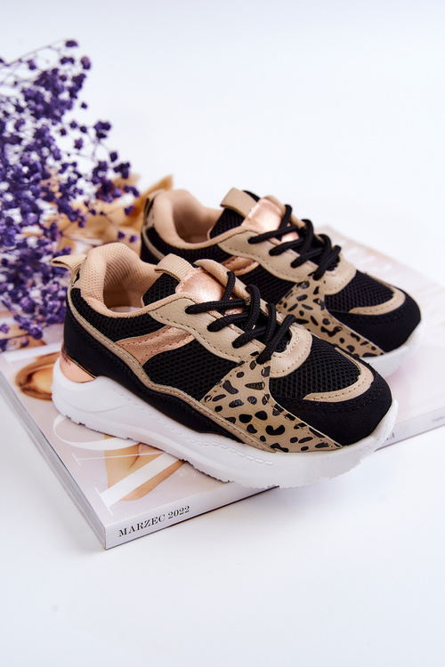 Dziecięce Sportowe Buty Sneakersy Czarno-Beżowe Kizzie