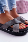 Damskie Klapki Czarne z Kryształkami Belmondo