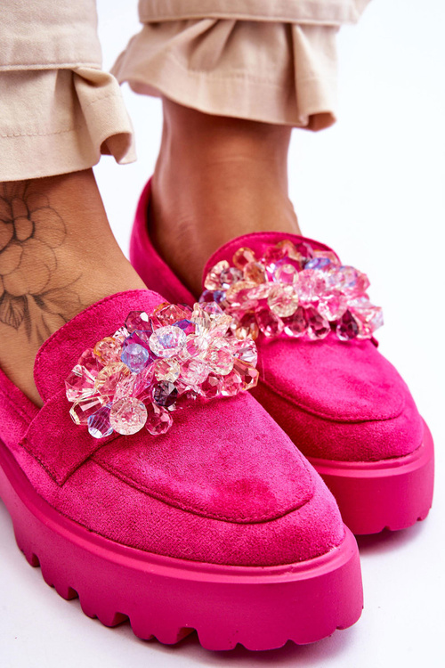 Damskie Mokasyny Na Platformie Z Ozdobami Fuksja Brenda