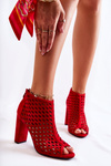 Zamszowe Ażurowe Botki Czerwone Jenissa