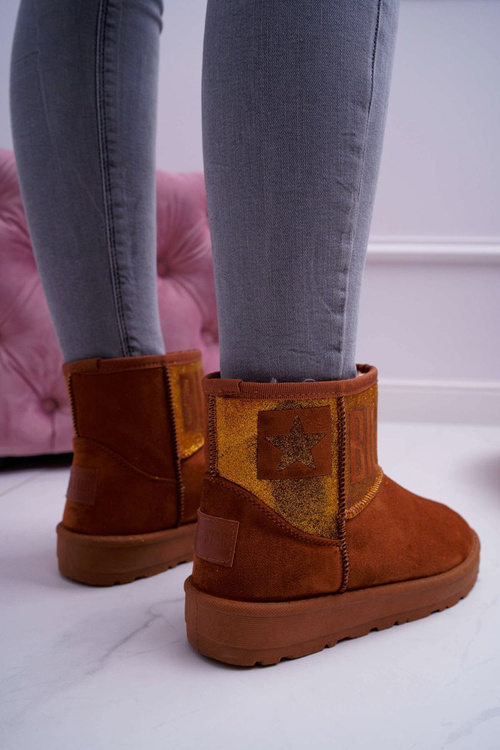 Damskie Botki Śniegowce Ocieplane Brązowe Big Star EE274259