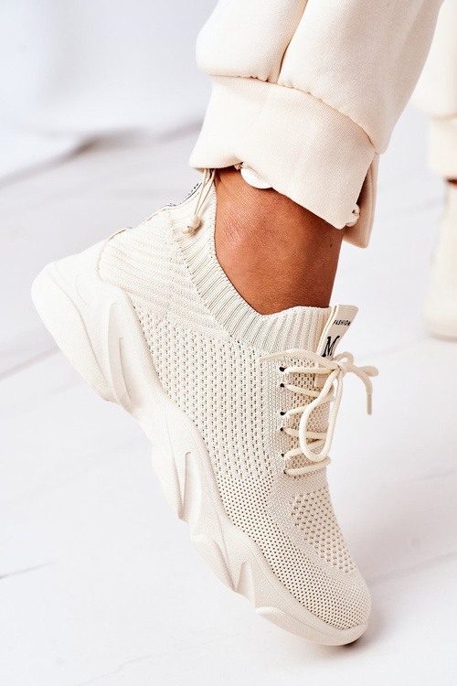 Damskie Sportowe Buty Sneakersy Beżowe Fashion