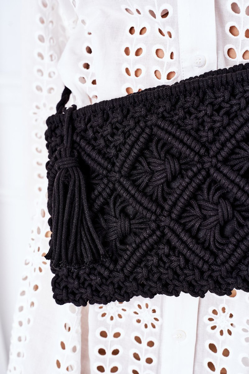 Torebka Listonoszka Makrama BRUNO ROSSI Czarna