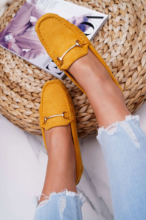 Mokasyny Damskie Żółte Zamszowe Sonnero
