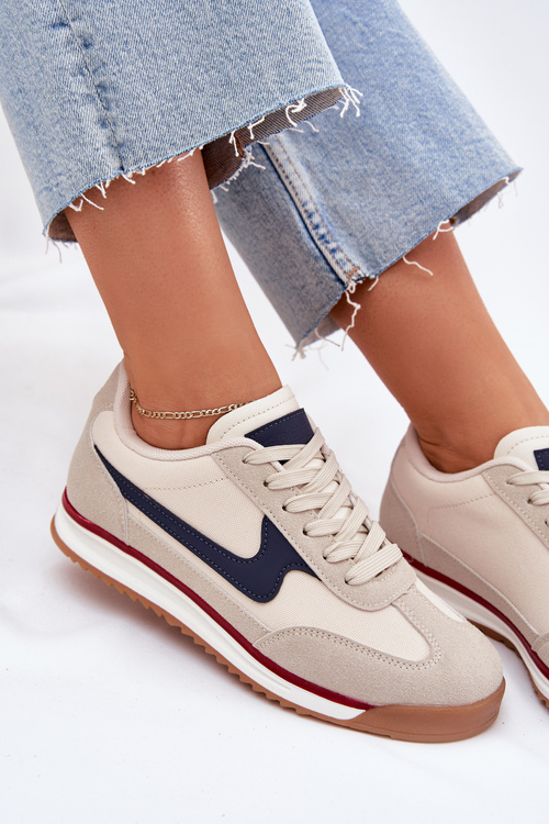 Buty Sportowe Sneakersy Damskie Beżowe Zerina