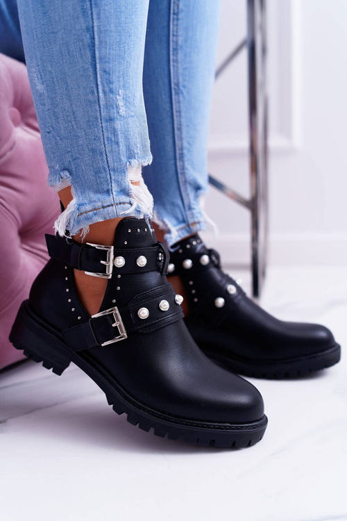 Czarne Botki z Wycięciami Cadenza