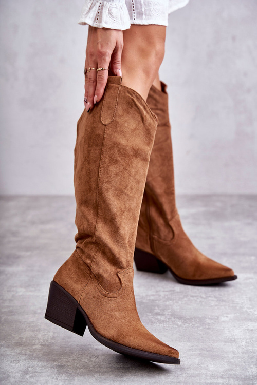 Zamszowe Kozaki Kowbojki Brązowe Casey