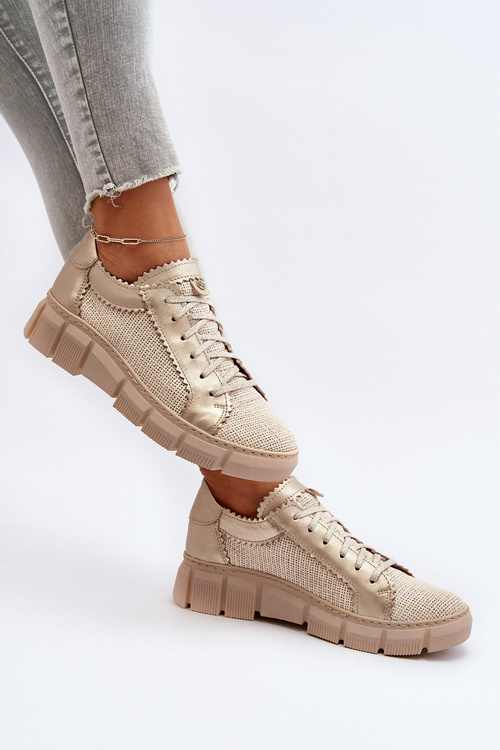 Damskie Skórzane Półbuty Maciejka 05850-22 Jasnobeżowe