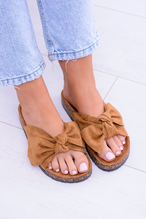 Damskie Klapki Na Korku Kokarda Camel Dominica