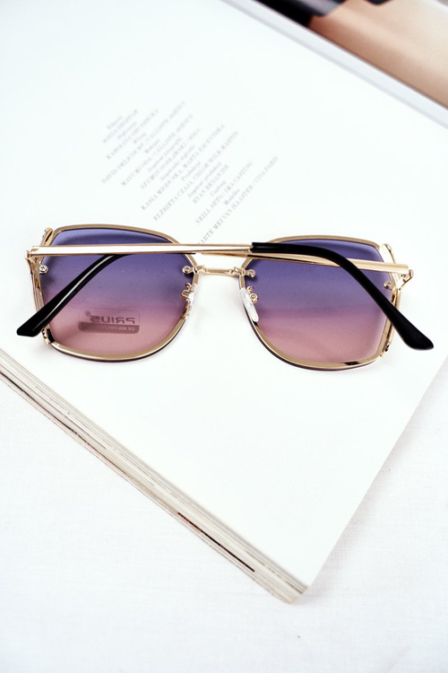 Okulary Przeciwsłoneczne Prius PRE-38 Złote Różowe Granat Gradient Brokat