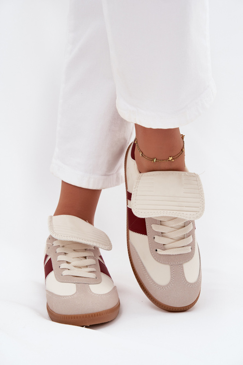 Niskie Sneakersy Damskie Z Wywiniętym Językiem Bordowe Ardira