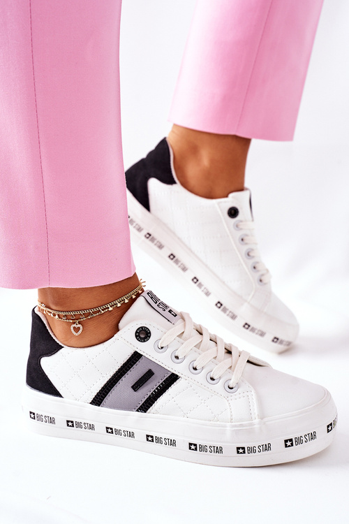 Skórzane Tenisówki Na Platformie BIG STAR II274071 Białe