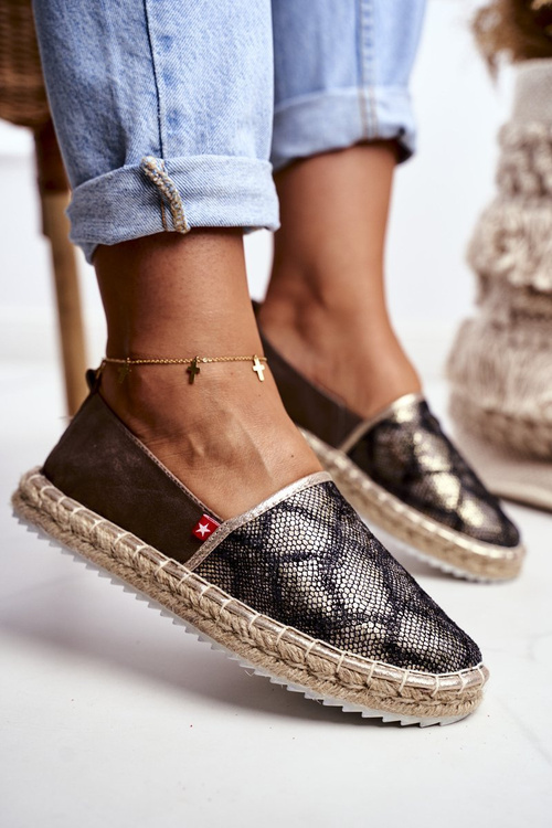 Espadryle Damskie Pleciona Podeszwa Brązowe Big Star FF274A515
