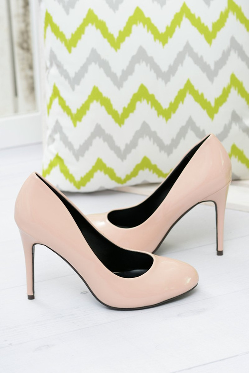 Beżowe Lakierowane Szpilki Sophia