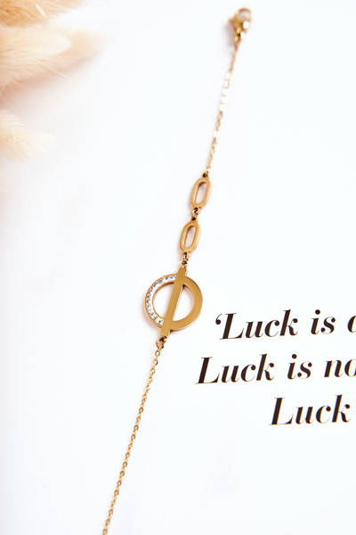 Damska Bransoletka Z Ozdobą I Cyrkoniami Złota