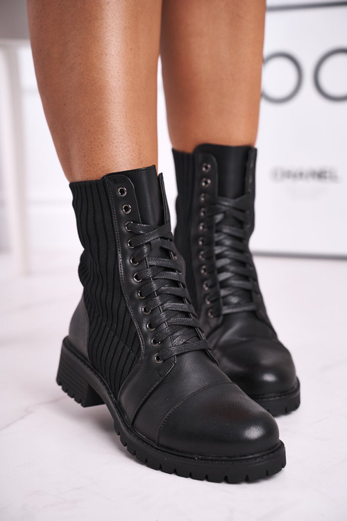 Botki Damskie Ze Skarpetą Czarne Brielle