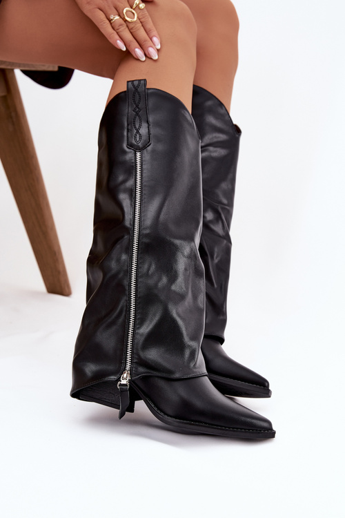 Kozaki Kowbojki Na Słupku Z Eko Skóry Czarne Palira