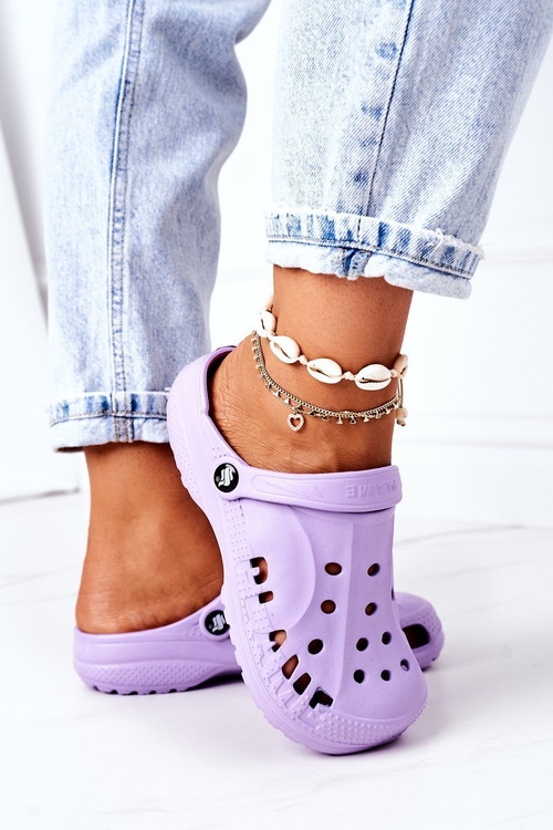 Damskie Piankowe Klapki Kroksy EVA Fioletowe