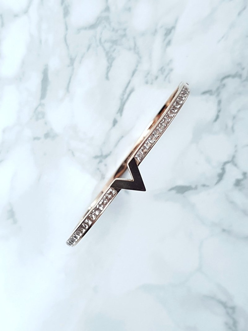 Damska Bransoleta Stalowa Cyrkonie Różowe Złoto Milo