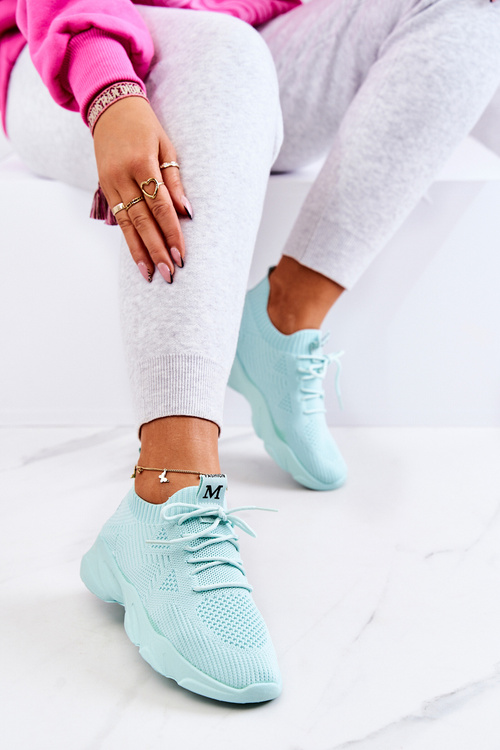 Sportowe Buty Sneakersy Materiałowe Miętowe Nolene