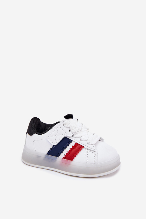 Buty Sportowe Sneakersy Dziecięce Ze Świecącą Podeszwą Biało-Czarne Arielle