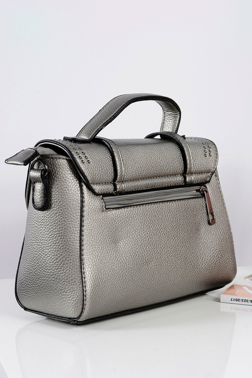 Torebka Damska Srebrna Listonoszka Kuferek Dżety