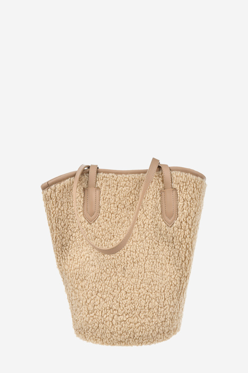 Torebka Shopperka Z Futerkiem Typu Baranek Big Star OO574148 Beżowa