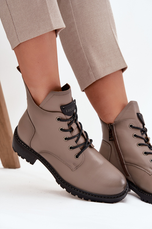 Ocieplane Botki Damskie Na Klocku Vinceza 58609 Szare