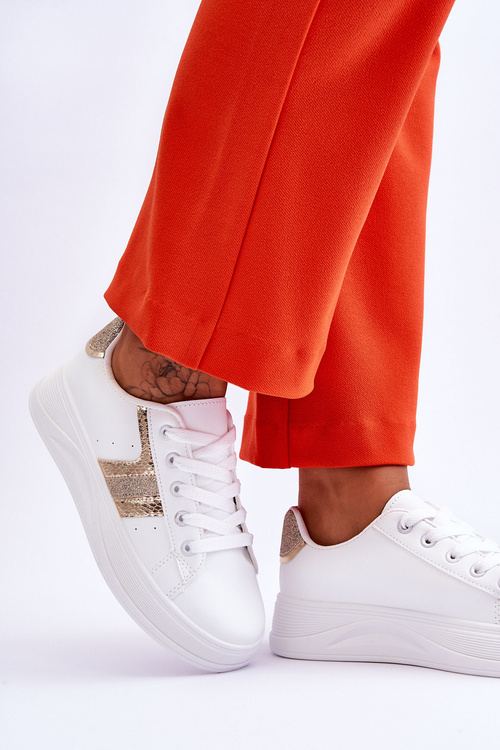 Damskie Sneakersy Biało-Złote Diahna