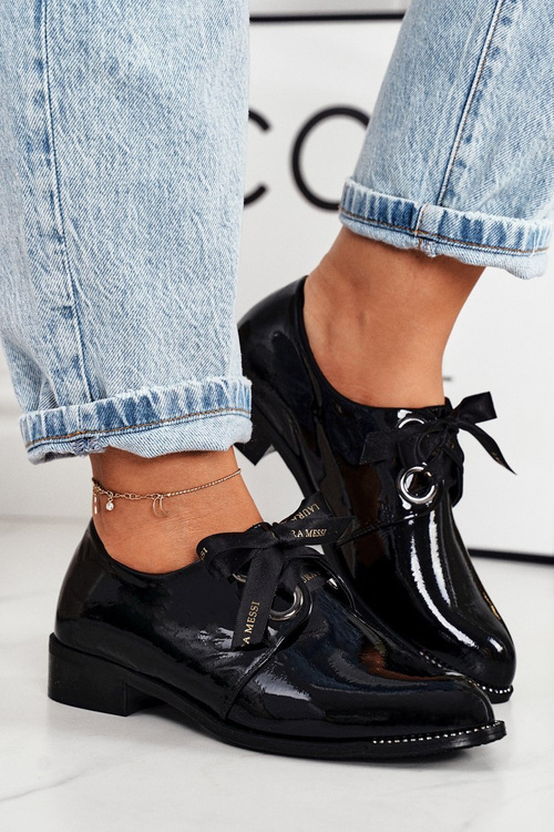 Damskie Lakierowane Półbuty Laura Messi 2044 Czarne