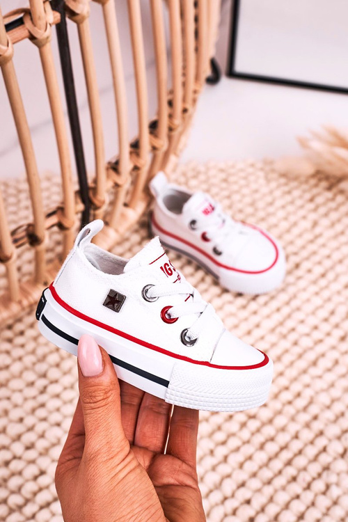 Dziecięce Klasyczne Niskie Trampki BIG STAR HH374193 Białe