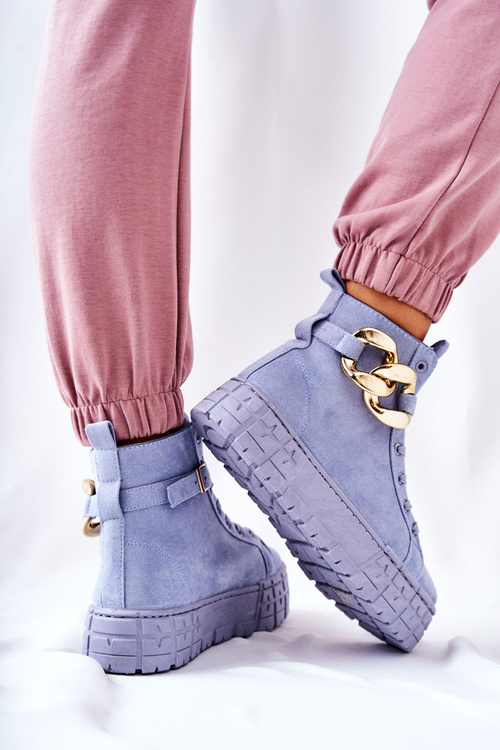 Wysokie Trampki Na Platformie Niebieskie Evenia