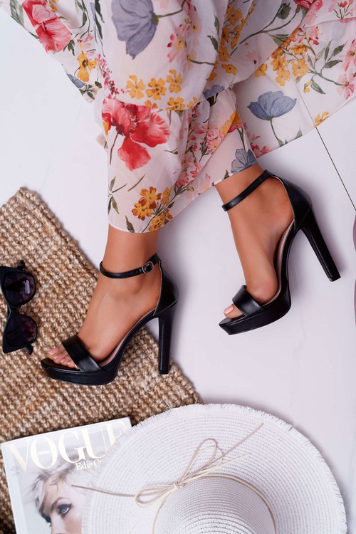 Sandały Damskie Na Obcasie Platformie Czarne Ellania