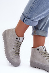 Trampki Damskie Big Star Wysokie Ocieplane Szare GG274070