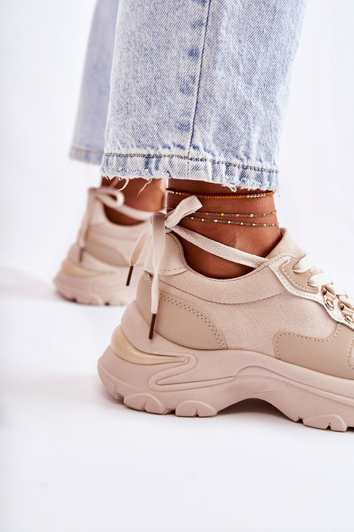 Damskie Zamszowe Buty Sportowe Sneakersy Jasnobeżowe Britany