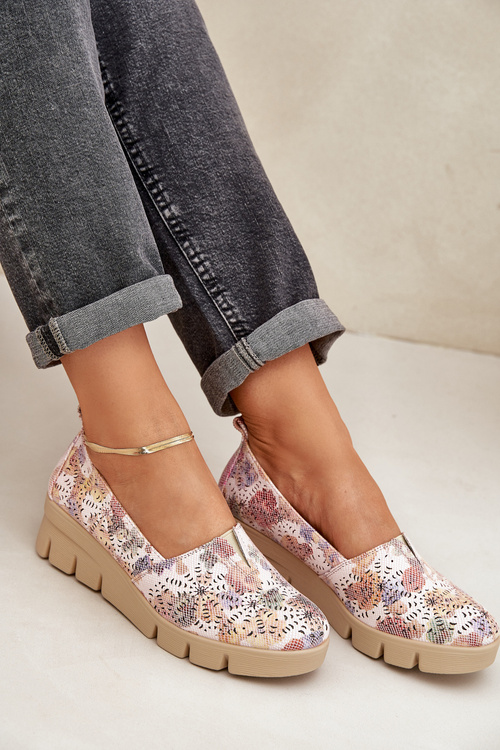 Półbuty Damskie Z Ażurowym Wzorem Na Koturnie Multikolor Lisvia