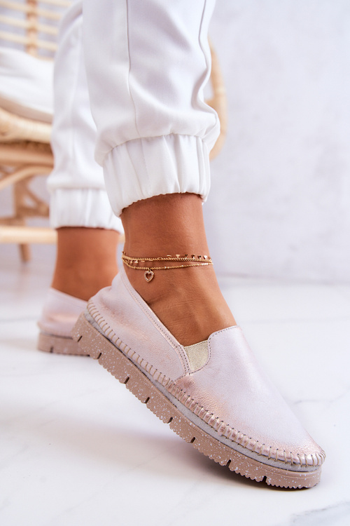 Damskie Półbuty Wsuwane Skórzane Maciejka 03512-28 Jasnoróżowe