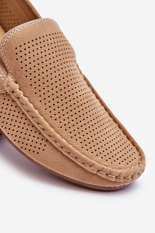 Męskie Klasyczne Zamszowe Mokasyny Beżowe Felixo