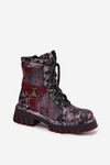 Skórzane Botki Workery Damskie Maciejka 07072-23 Bordowe