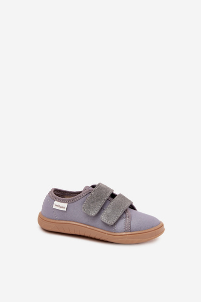 Kapcie Barefoot Chłopięce Gładkie Milami Szare Saphira