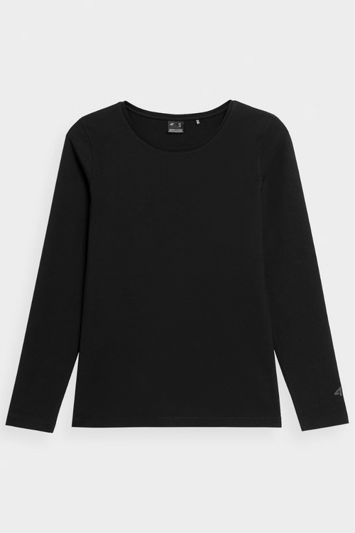 Gładka Koszulka Z Długim Rękawem Longsleeve 4F 4FWMM00TLONF376-20S Czarna