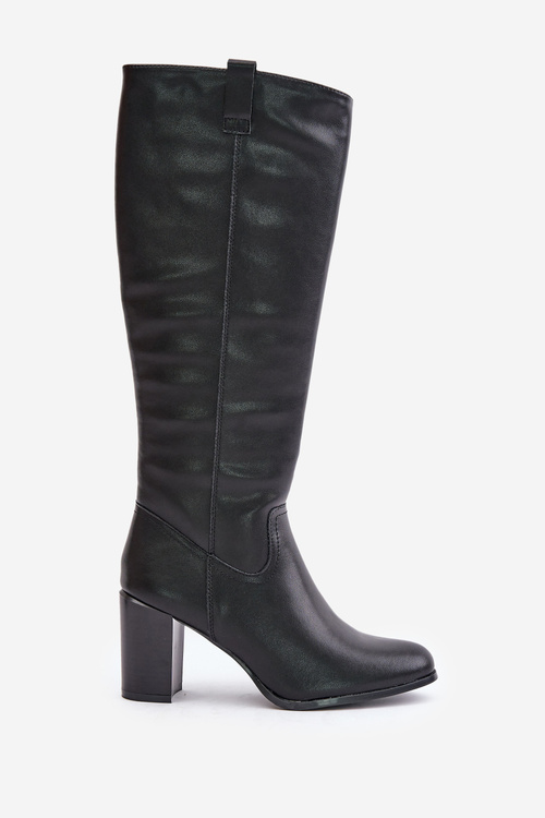 Skórzane Ocieplane Kozaki Na Słupku Sergio Leone KZ230-S Czarne