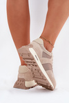 Zamszowe Sneakersy Na Platformie Damskie Big Star RR274897 HI-POLY SYSTEM Beżowe