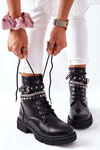 Czarne Workery Botki z Klamrą Grosstick