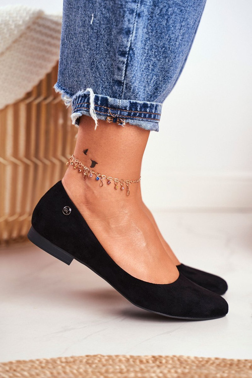 Baleriny Damskie Zamszowe Sergio Leone BL611 Czarne Nemsis