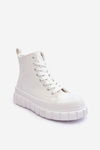 Ocieplane Skórzane Trampki Na Zamek Big Star MM274624 Białe  