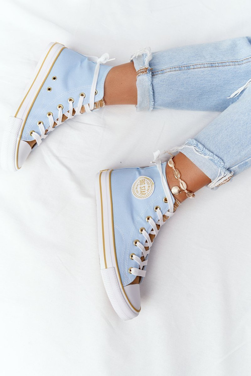 Damskie Wysokie Trampki Big Star HH274449 Niebieskie